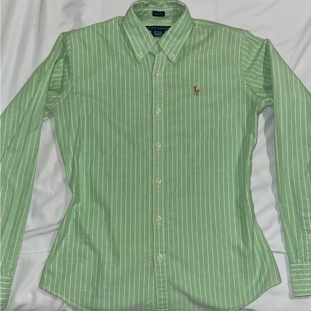 Ralph Lauren Women’s Green Striped Shirt